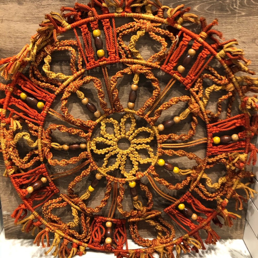 1970s macrame wall hanging